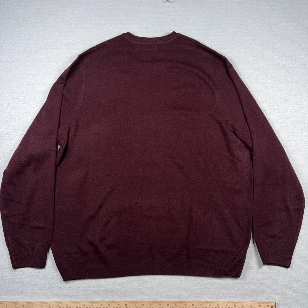 Dockers Sweater Mens 2XLT Burgundy Acrylic Long Sleeve Argyle Crew Neck NEW